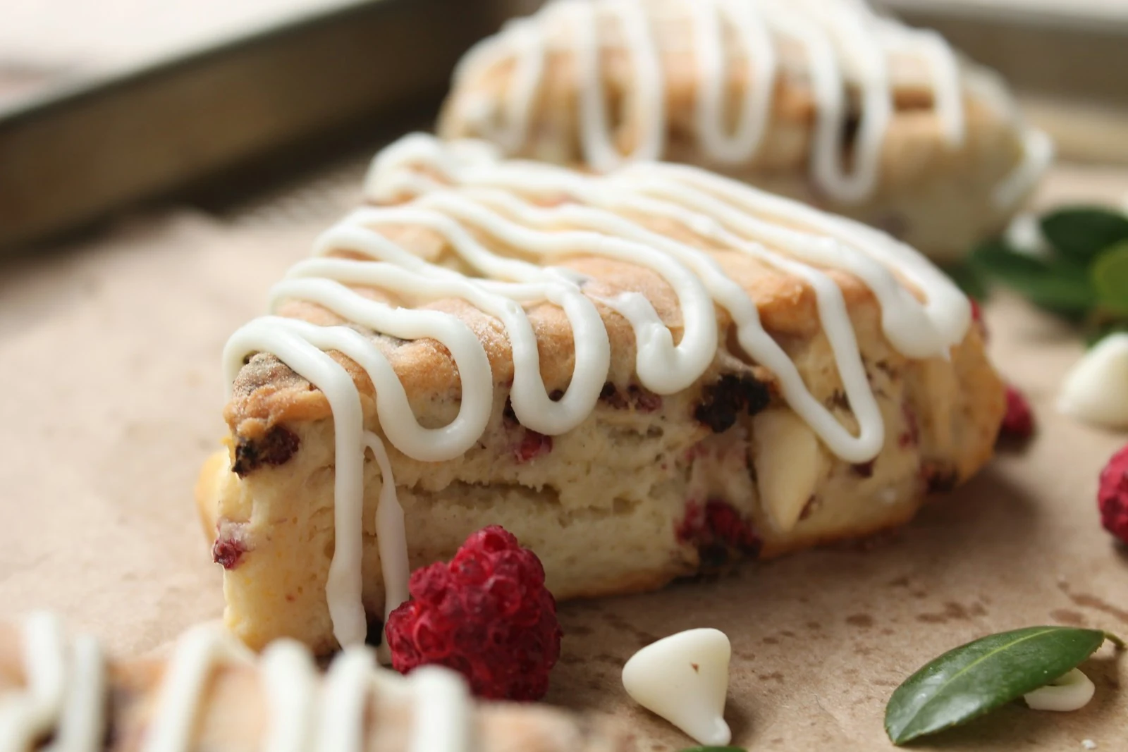 Raspberry Rye Scones, plated